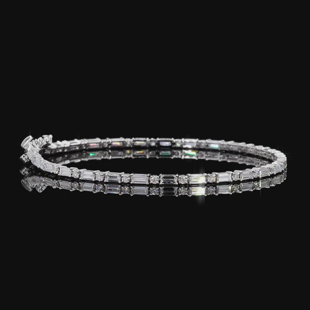 White Gold Baguette & Round Diamond Bracelet