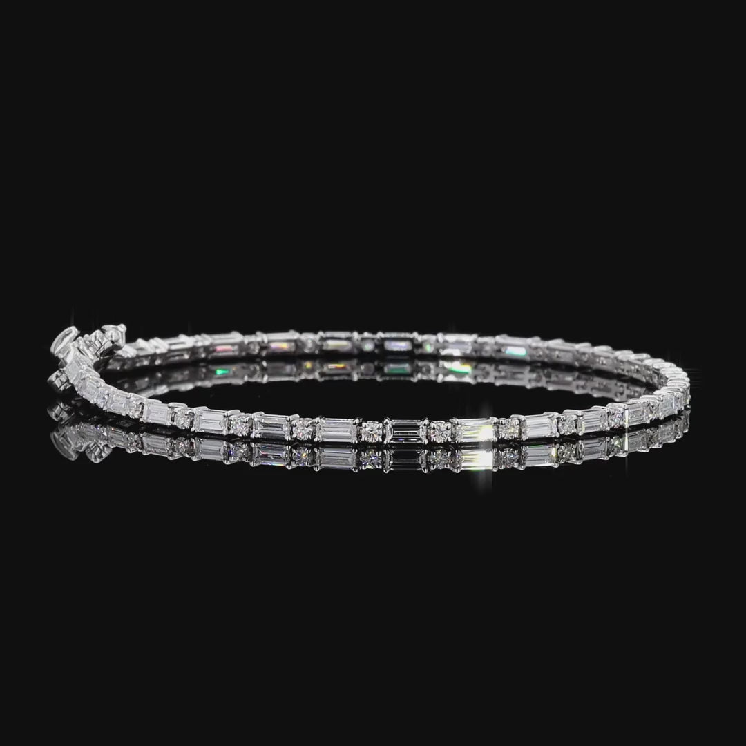 White Gold Baguette & Round Diamond Bracelet