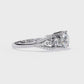 Classic Three Stone Diamond Ring | Elegant Split Shank with Halo Accents